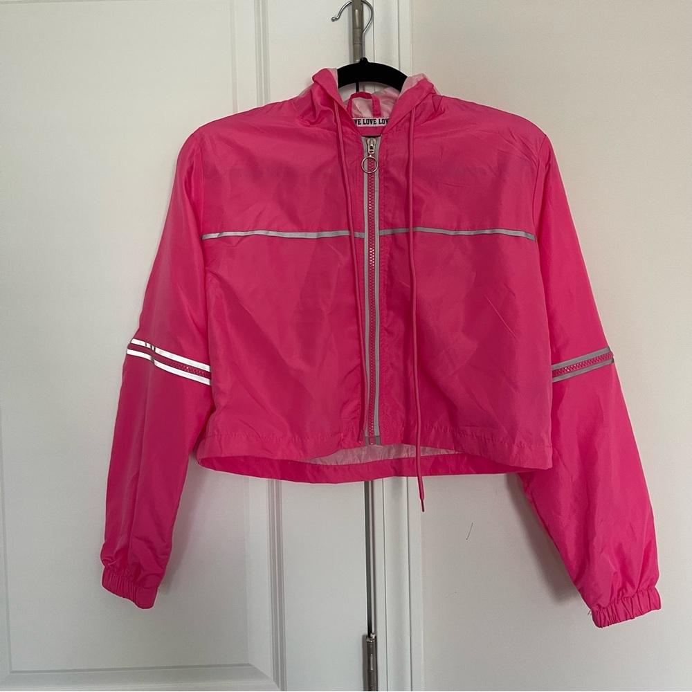 Thrill 94 Pink Zipper Cropped Jacket